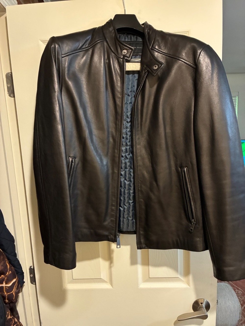 Marc Jacobs Black Leather Bomber Jacket